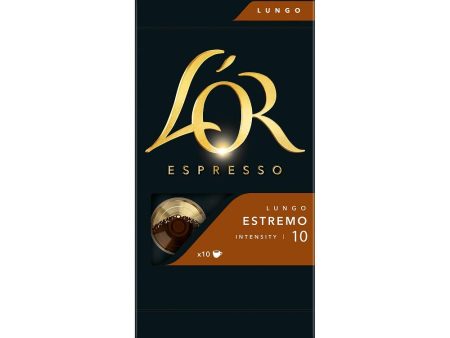 L OR cápsulas de café Lungo Estremo, 10 cápsulas compatibles Nespresso 10 bebidas Embalaje Deteriorado (Cad: 03 06 2024) Fashion